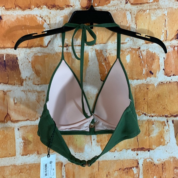 SOLD OUT!!Lightly Lined Ribbed Long Line Triangle Bikini Top - Picture 11 of 12